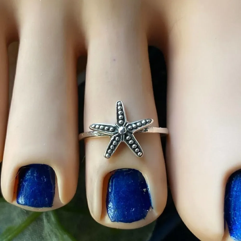 Sterling Silver Star Fish Toe Midi Ring